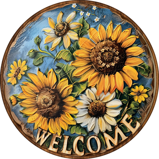 Sunflower Welcome Sign, DECOE-5472-DH, Sign For Wreath, 18" Door Hanger