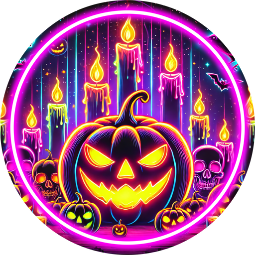 Neon Halloween Sign, DECOE-5479-DH, Sign For Wreath, 18" Door Hanger