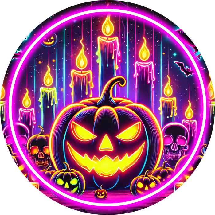 Neon Halloween Sign, DECOE-5479-DH, Sign For Wreath, 18" Door Hanger
