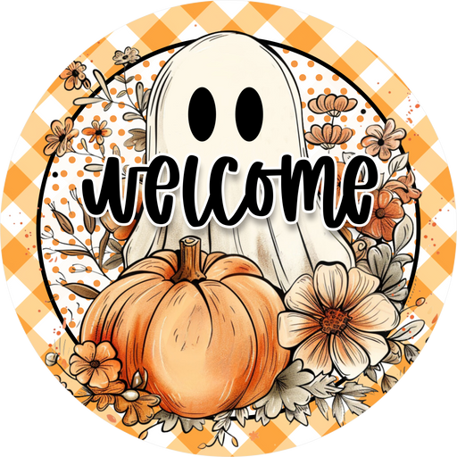 Falloween Welcome Sign, DECOE-5480-DH, Sign For Wreath, 18" Door Hanger