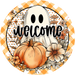 Falloween Welcome Sign, DECOE-5480-DH, Sign For Wreath, 18" Door Hanger