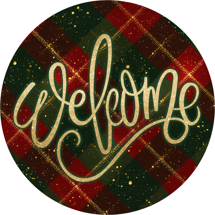 Traditional Christmas Welcome Sign, DECOE-5482-DH, Sign For Wreath, 18" Door Hanger