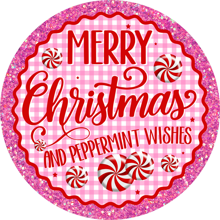 Merry Christmas, Pink Peppermint, DECOE-5484-DH, Sign For Wreath, 18" Door Hanger