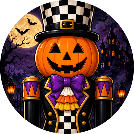 Halloween Nutcracker Sign, DECOE-5491-DH, Sign For Wreath, 18" Door Hanger