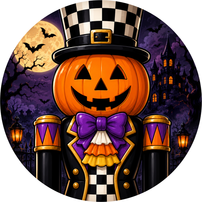 Halloween Nutcracker Sign, DECOE-5491-DH, Sign For Wreath, 18" Door Hanger