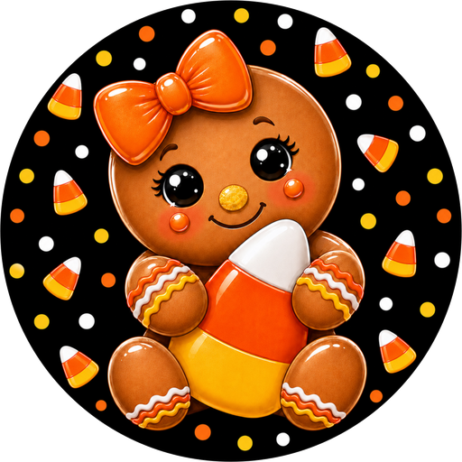 Gingerbread Halloween Sign, DECOE-5493-DH, Sign For Wreath, 18" Door Hanger