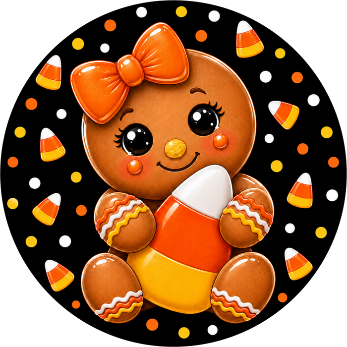 Gingerbread Halloween Sign, DECOE-5493-DH, Sign For Wreath, 18" Door Hanger