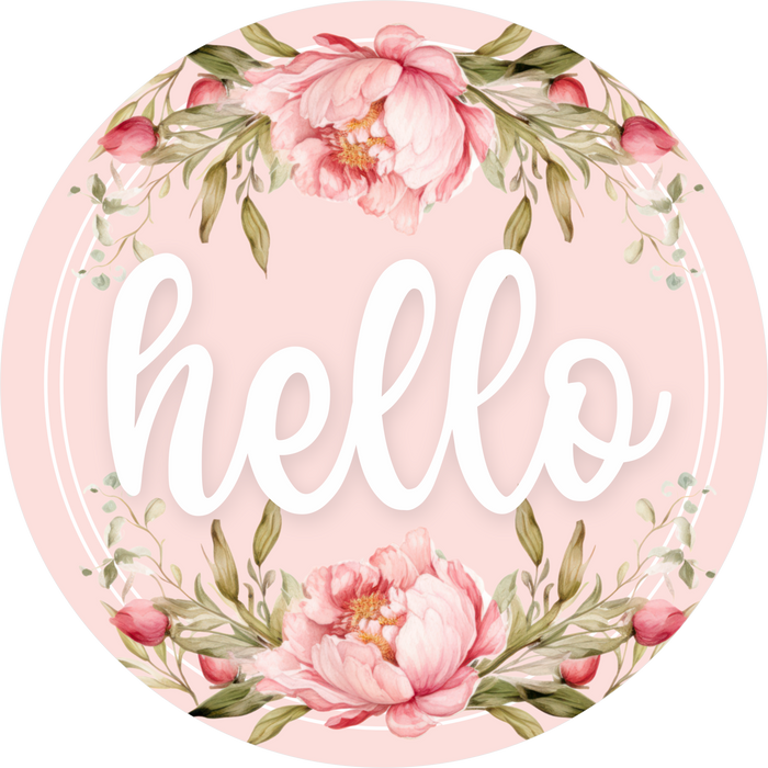Pink Hello Sign, DECOE-5496-DH, Sign For Wreath, 18" Door Hanger