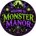 Monster Manor Sign, Halloween Sign, DECOE-5497-DH, Sign For Wreath, 18" Door Hanger