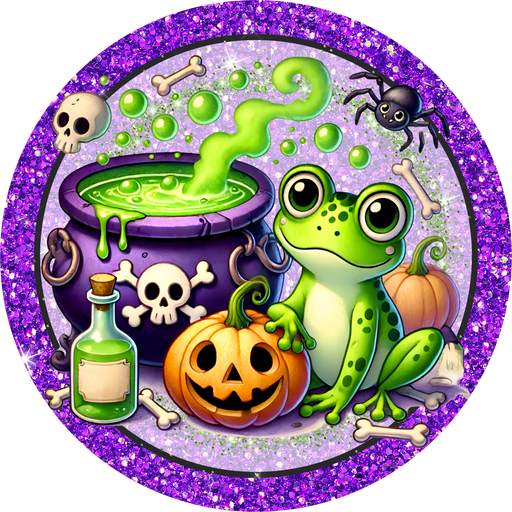 Halloween Sign, Frog Sign, DECOE-5506-DH, Sign For Wreath, 18" Door Hanger
