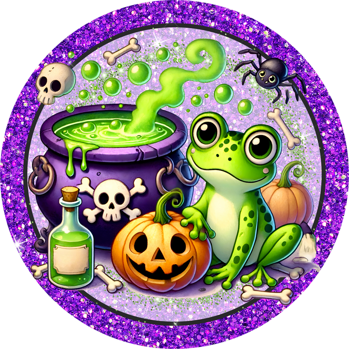Halloween Sign, Frog Sign, DECOE-5506-DH, Sign For Wreath, 18" Door Hanger