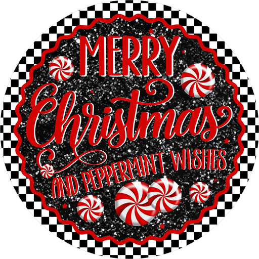 Merry Christmas, Black Peppermint, DECOE-5507-DH, Sign For Wreath, 18" Door Hanger