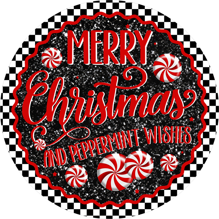 Merry Christmas, Black Peppermint, DECOE-5507-DH, Sign For Wreath, 18" Door Hanger