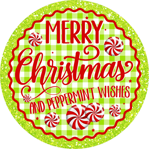 Merry Christmas, Lime Peppermint, DECOE-5508-DH, Sign For Wreath, 18" Door Hanger