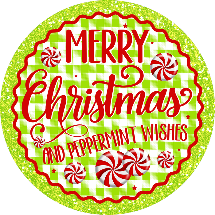 Merry Christmas, Lime Peppermint, DECOE-5508-DH, Sign For Wreath, 18" Door Hanger