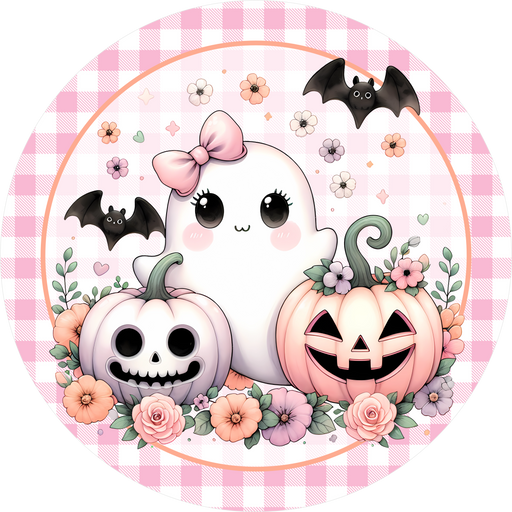 Pink Halloween Sign, DECOE-5510-DH, Sign For Wreath, 18" Door Hanger