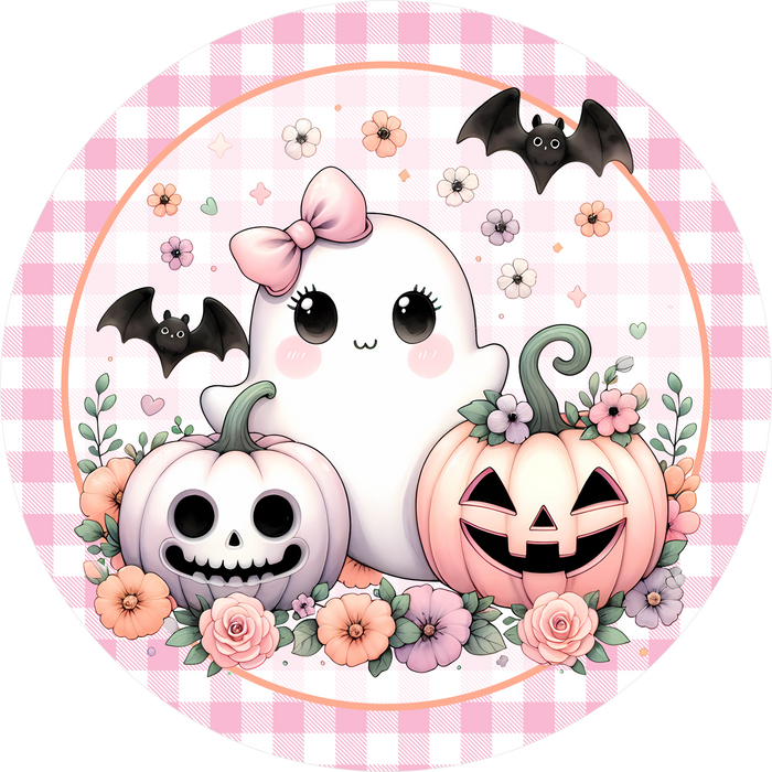 Pink Halloween Sign, DECOE-5510-DH, Sign For Wreath, 18" Door Hanger
