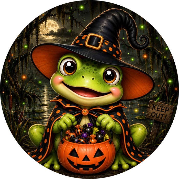 Halloween Frog Sign, DECOE-5511-DH, Sign For Wreath, 18" Door Hanger