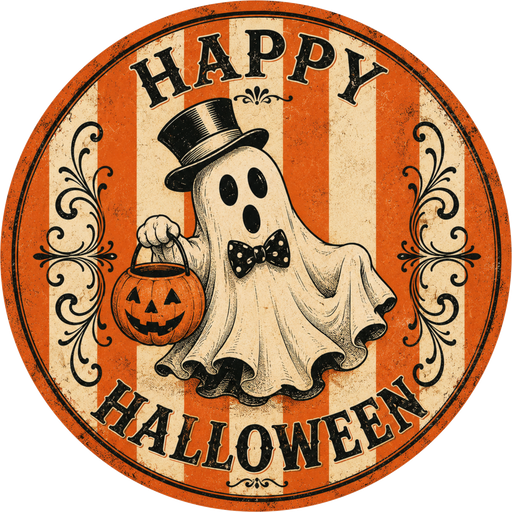Vintage Halloween, Ghost Sign, DECOE-5514-DH, Sign For Wreath, 18" Door Hanger