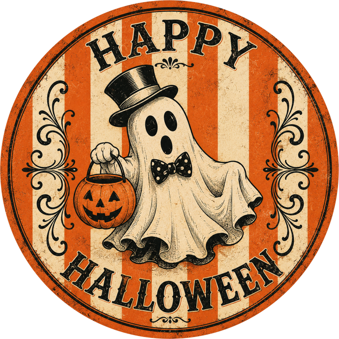 Vintage Halloween, Ghost Sign, DECOE-5514-DH, Sign For Wreath, 18" Door Hanger