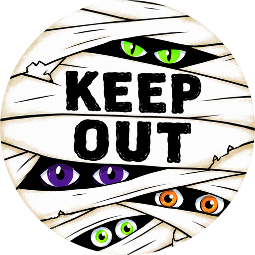 Keep Out, Halloween Sign, DECOE-5516-DH, Sign For Wreath, 18" Door Hanger