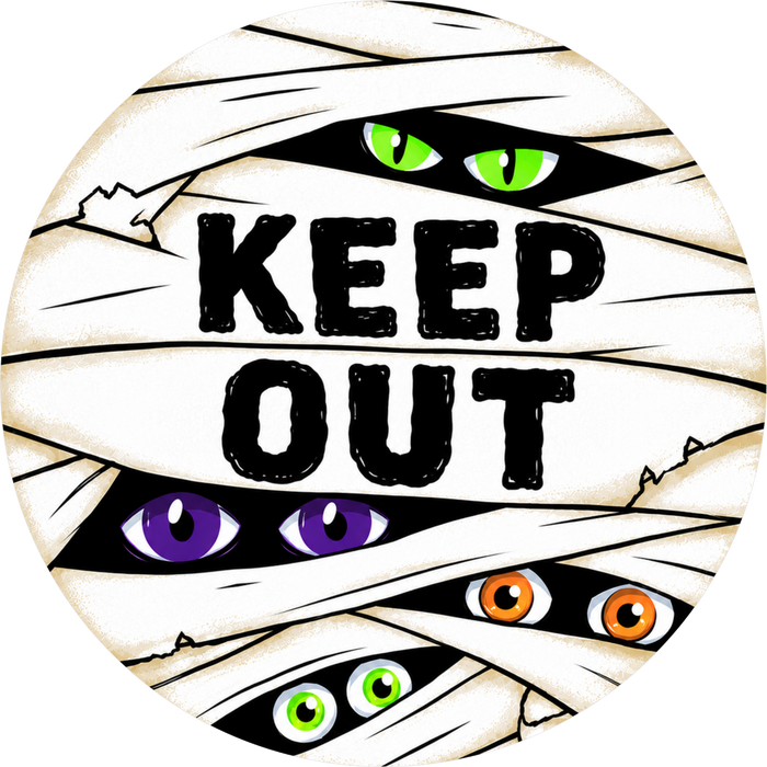 Keep Out, Halloween Sign, DECOE-5516-DH, Sign For Wreath, 18" Door Hanger