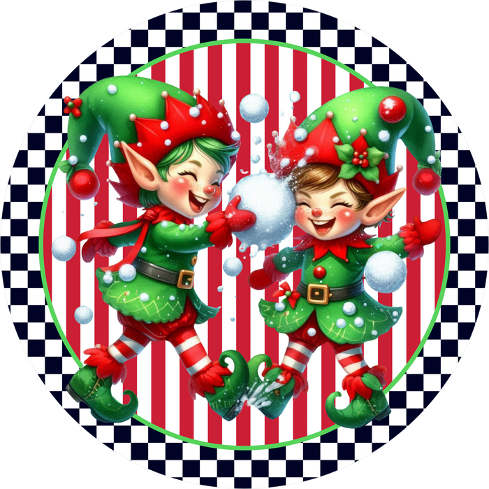 Christmas Sign, Christmas Elves, DECOE-5518-DH, Sign For Wreath, 18" Door Hanger