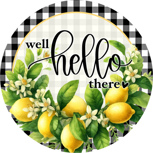 Hello Sign, Lemon Sign, DECOE-5519-DH, Sign For Wreath, 18" Door Hanger