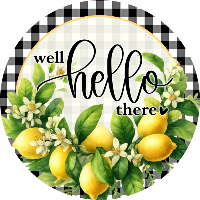 Hello Sign, Lemon Sign, DECOE-5519-DH, Sign For Wreath, 18" Door Hanger