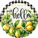 Hello Sign, Lemon Sign, DECOE-5519-DH, Sign For Wreath, 18" Door Hanger