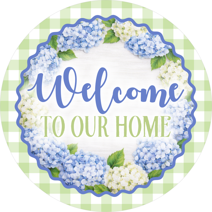 Blue Sign, Welcome Sign, DECOE-5522-DH, Sign For Wreath, 18" Door Hanger