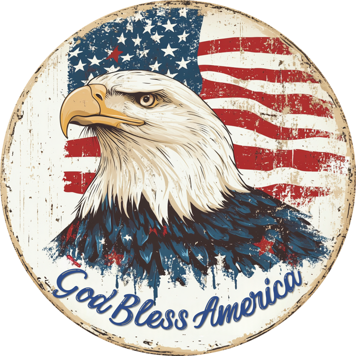 Eagle Sign, Patriotic Sign, God Bless America, DECOE-5525-DH, Sign For Wreath, 18" Door Hanger