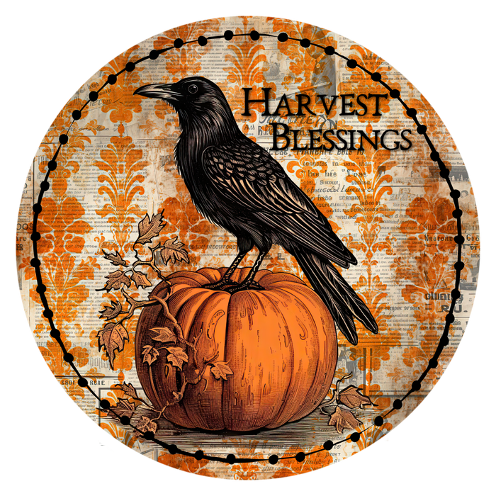 Crow Sign, Halloween Sign, DECOE-5531-DH, Sign For Wreath, 18" Door Hanger