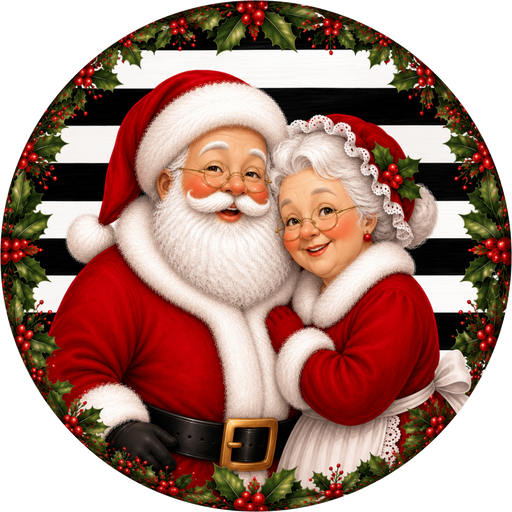 Mr and Mrs Clause sign, Santa Sign, DECOE-5540-DH, Sign For Wreath, 18" Door Hanger