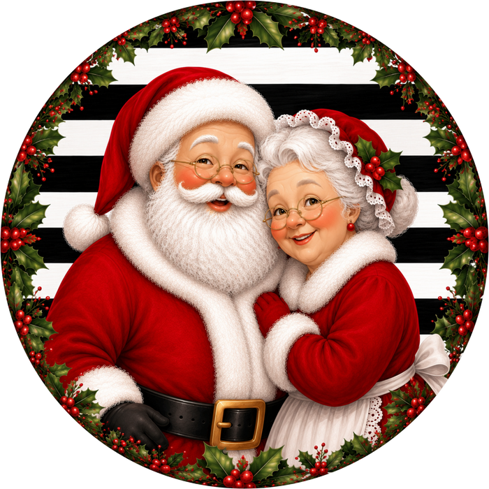 Mr and Mrs Clause sign, Santa Sign, DECOE-5540-DH, Sign For Wreath, 18" Door Hanger
