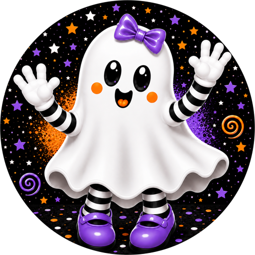 Ghost Sign, Halloween Sign, DECOE-5544-DH, Sign For Wreath, 18" Door Hanger