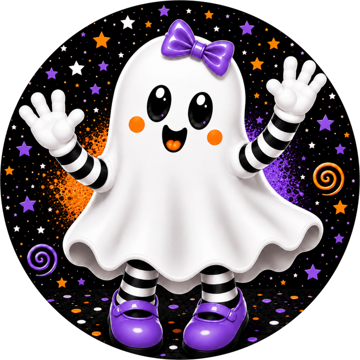 Ghost Sign, Halloween Sign, DECOE-5544-DH, Sign For Wreath, 18" Door Hanger