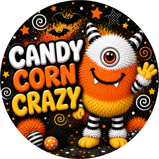 Halloween Monster Sign, Candy Corn Sign, DECOE-5554-DH, Sign For Wreath, 18" Door Hanger