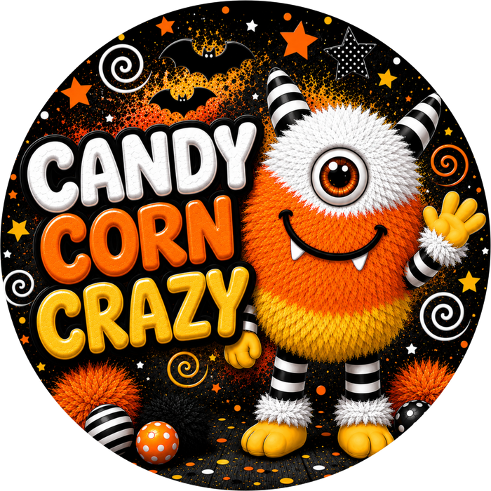 Halloween Monster Sign, Candy Corn Sign, DECOE-5554-DH, Sign For Wreath, 18" Door Hanger