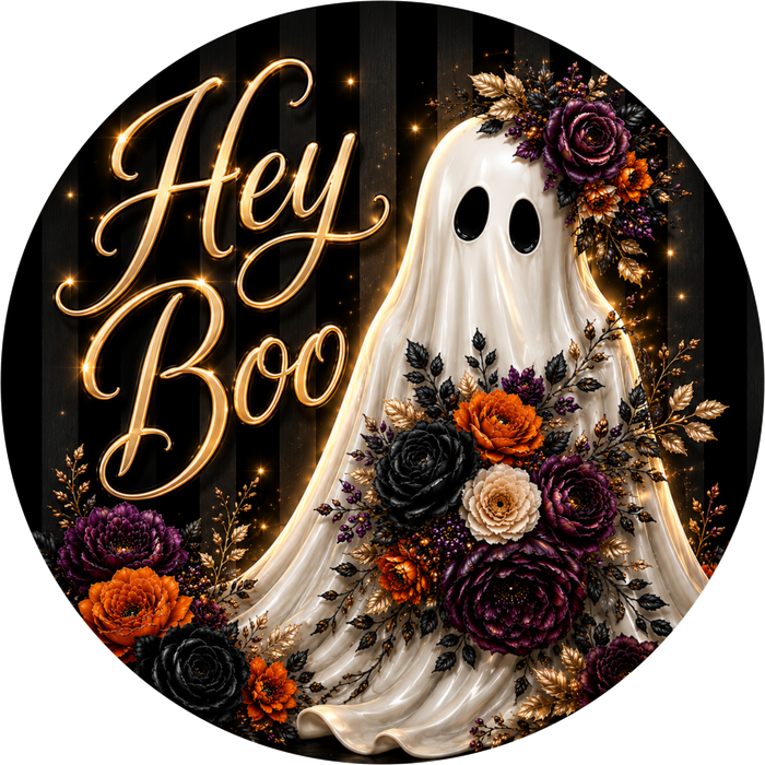 Hey Boo, Falloween Sign, DECOE-5561-DH, Sign For Wreath, 18" Door Hanger