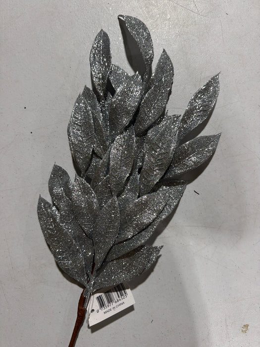 Christmas Laurel Leaves Spray - Silver - 68452