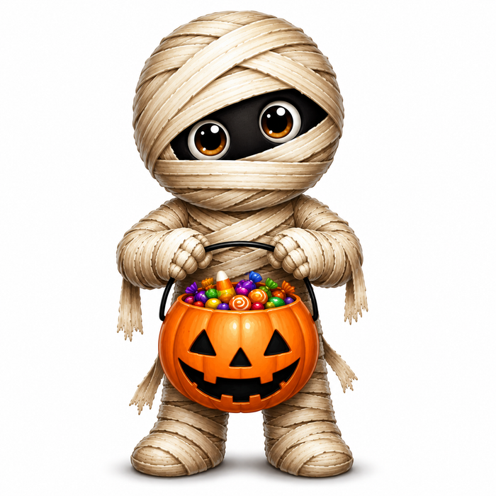 Cute Mummy with Candy Pumpkin, DBJ-W-0078, 14in Sign For Wreath, Wood Wreath Sign