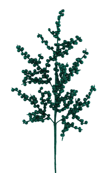 27"L Glitter Berry Spray Hunter Green EC441812 - DecoExchange