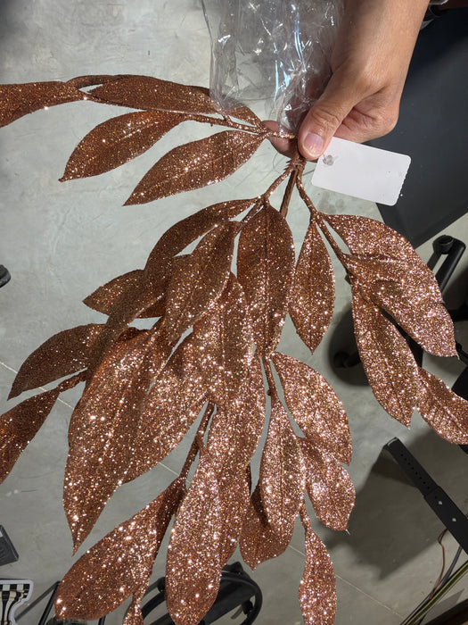 Christmas Laurel Leaves Spray - Rose Gold - 68456