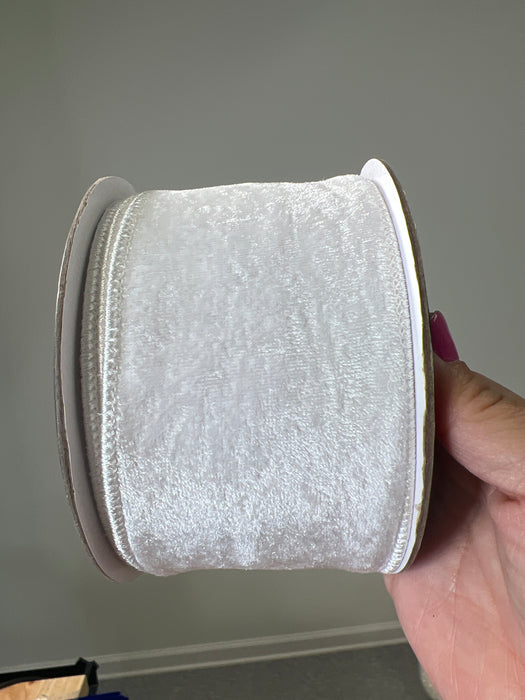 White Velvet 2.5"X10Y Wired Ribbon 20-4920B - DecoExchange®