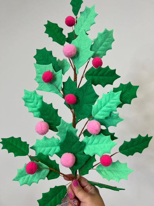 27" Pink Holly Felt Spray F4516722 - DecoExchange®