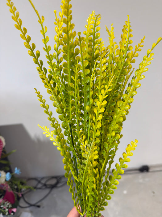 Plastic Fern Bush - 7 Stems - Yellow - 59644 - DecoExchange®