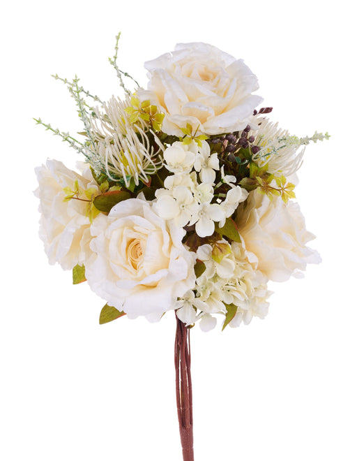 21"L Peony/Daisy/Protea Bush X5 Cream White FB195135