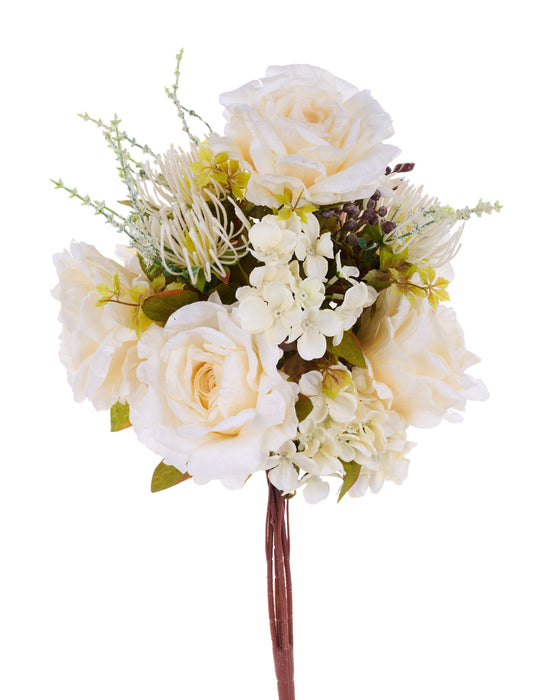 21"L Peony/Daisy/Protea Bush X5 Cream White FB195135