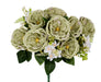 19"L Cabbage Rose/Flower Bush X11 Sage Green FB196234 - DecoExchange